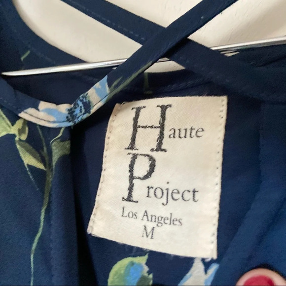 ANTHROPOLOGIE Blouse Long Sleeve Blue Floral Slight Sheer Haute Project - Picture 3 of 10